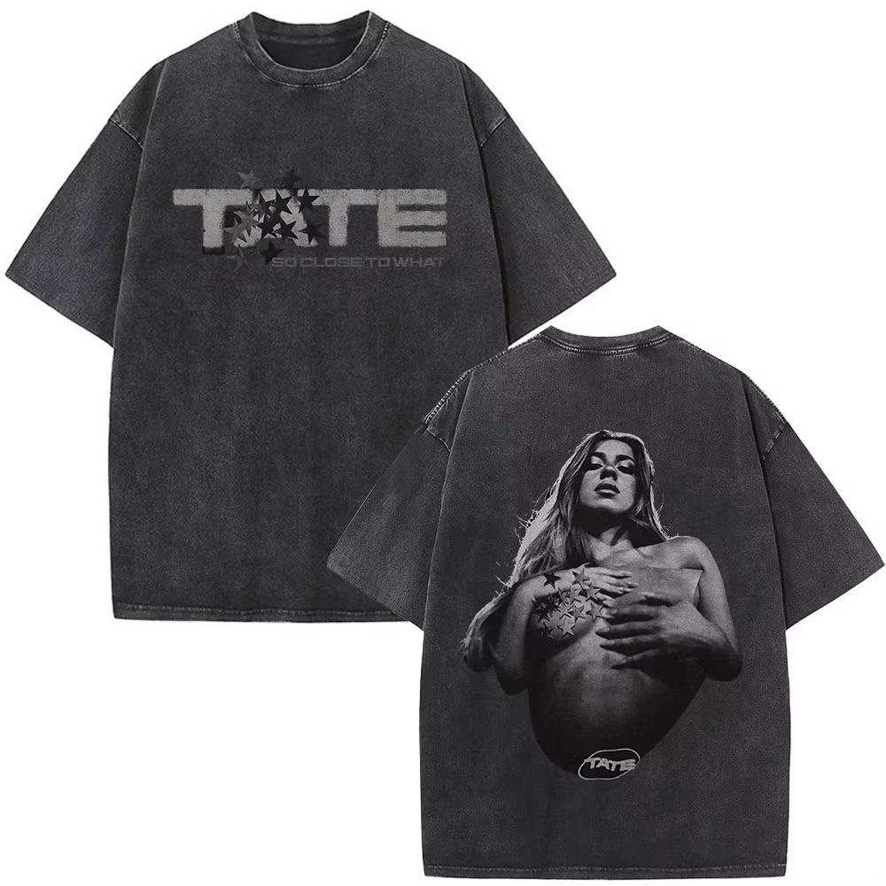 Tate McRae So Close To What Album Tour Washed Tshirt Men Women Cotton Short Sleeve Summer Vintage T Shirt Tops Fans Gift