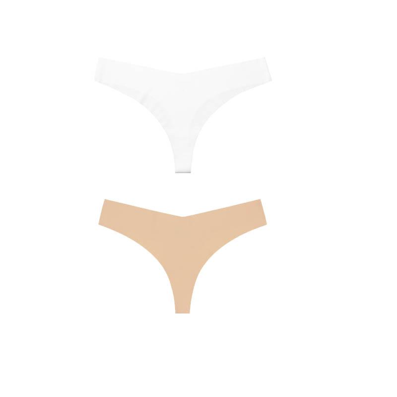 2Pcs/Lot Women Sexy Ice Silk Panties Low-waist No Trace Underwear Thong Female G String Breathable Lingerie Temptation Intimates
