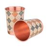 Copper Printed Design 250ML Water Glass with Rust Proof Protection for Home and Office Use Ayurveda and Yoga Health Benefits Glass Set of 6