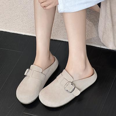 Кожаная сумка голова полушлепки женская обувь носить новый свет мягкая подошва ленивый один педаль цельная воловья кожа полушлепки