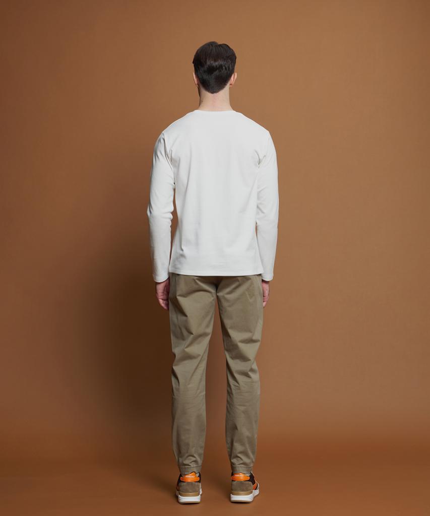 PANICALE Beige Regular Slim Fit Cotton Pants