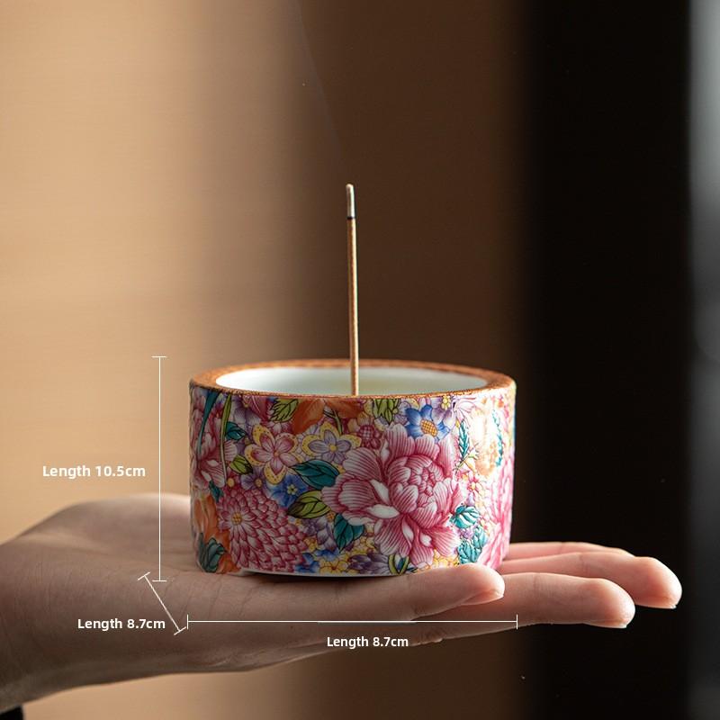 Керамическая подставка для благовоний, держатель для благовоний, украшение для дома, для рабочего стола, креативная эмалевая курильница для благовоний "Цветут сто цветов"