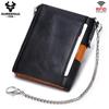 Humerpaul Genuine Leather Wallet Men Coin Purse Hasp Black Color With Chain Male Wallet Portomonee PORTFOLIO Money Bag Small