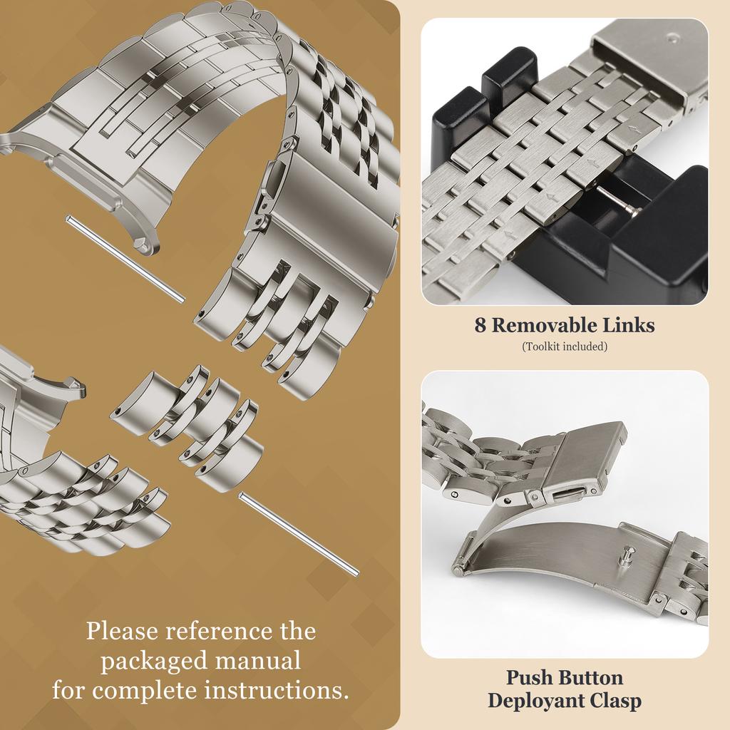 Браслет из нержавеющей стали для Samsung Galaxy Watch Ultra 47 мм, без зазора, сплошной металлический, деловой, замена