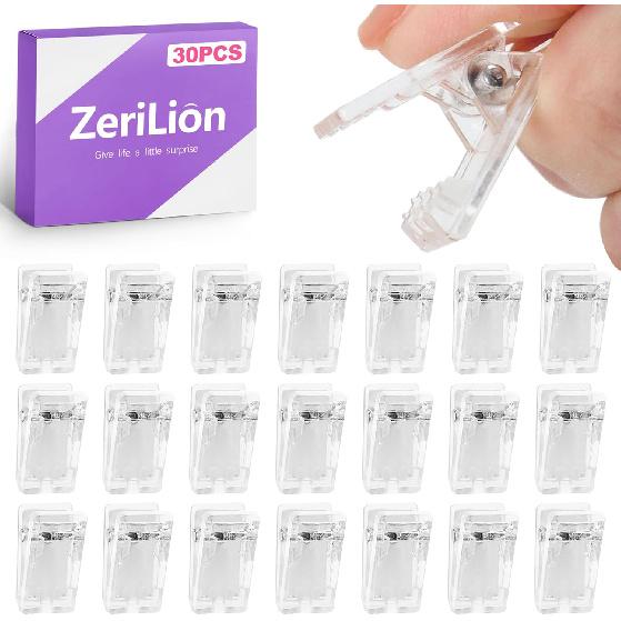 30 Pack Clear Adhesive Wall Clips - Command Strips Hooks, Small Sticker Hooks for Hanging Photos, Posters, Tapestries - Damage Free Wall Hangers