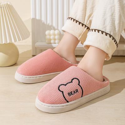 Хлопковые тапочки на толстой подошве, домашние плюшевые теплые тапочки для женщин