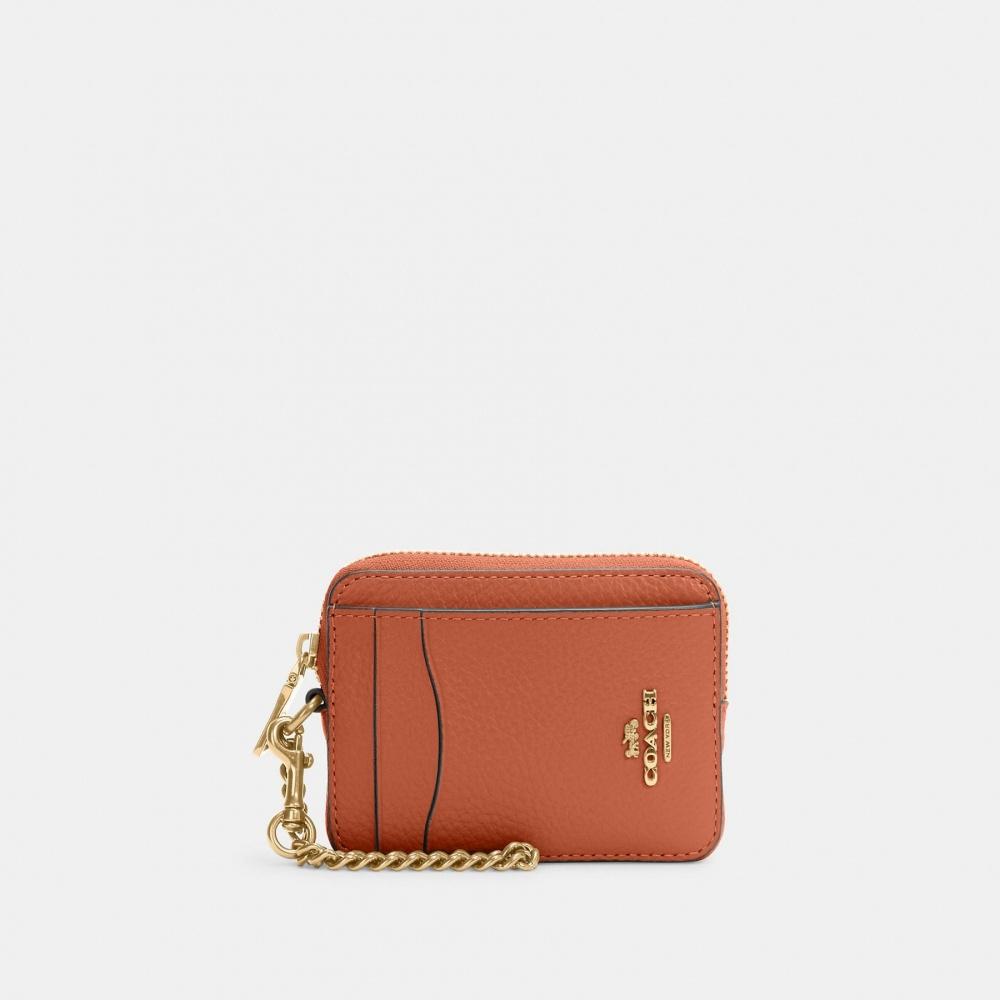 Coach Zip Card Case Dark Stone