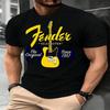 Летняя Новая Fender Jimi Hendrix Fender Электрогитара Принт Графическая Футболка Мужская Футболка с Коротким Рукавом Уличная Одежда Летние Топы