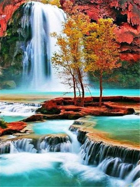 Полный квадратный/круглый алмазная живопись Пейзаж 5D DIY Алмазная вышивка Распродажа Водопад Стразы Мозаика Настенное искусство