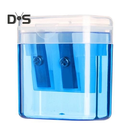 Double Hole Pencil Sharpener with Storage Box Premium Blade Home Office Kids Pencil Sharpener Stationery Supplies