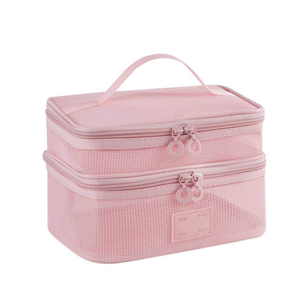 Square Transparent Mesh Cosmetic Bag Lightweight Storage Toiletry Bag  Camping