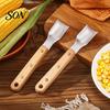 Kitchen Corn Stripper Stainless Steel Cob Peeler with Wooden Handle, Sawtooth Blade Kernels Remover Curved Portable Scraper, Stripping Tool for Gadget