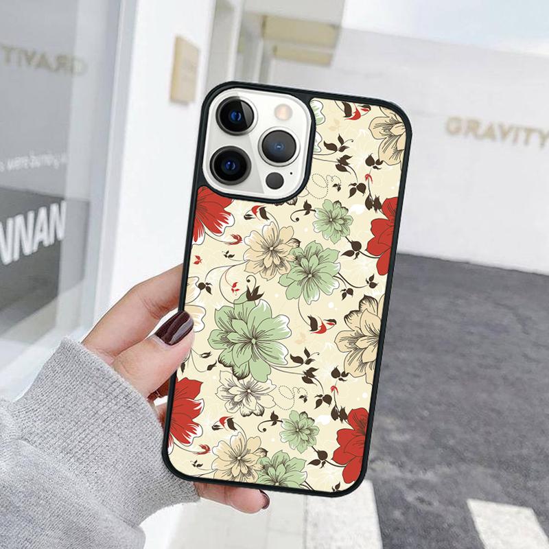Retro Flower Leaves Graffiti Phone Case For iPhone 17 Air 15 16 Cover  11 13 14 Pro Max 12 Plus Max Fundas