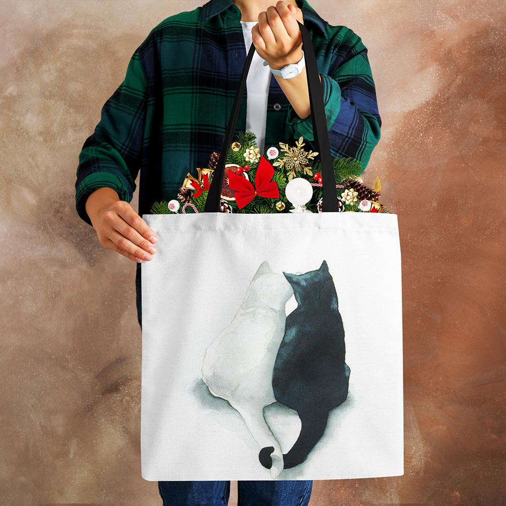 Акварельные сумки-тоут ручной росписи, цветочная милая кошка, принт, наплечная сумка для женщин, леди, офисная сумка, повседневные сумки для покупок, KTY