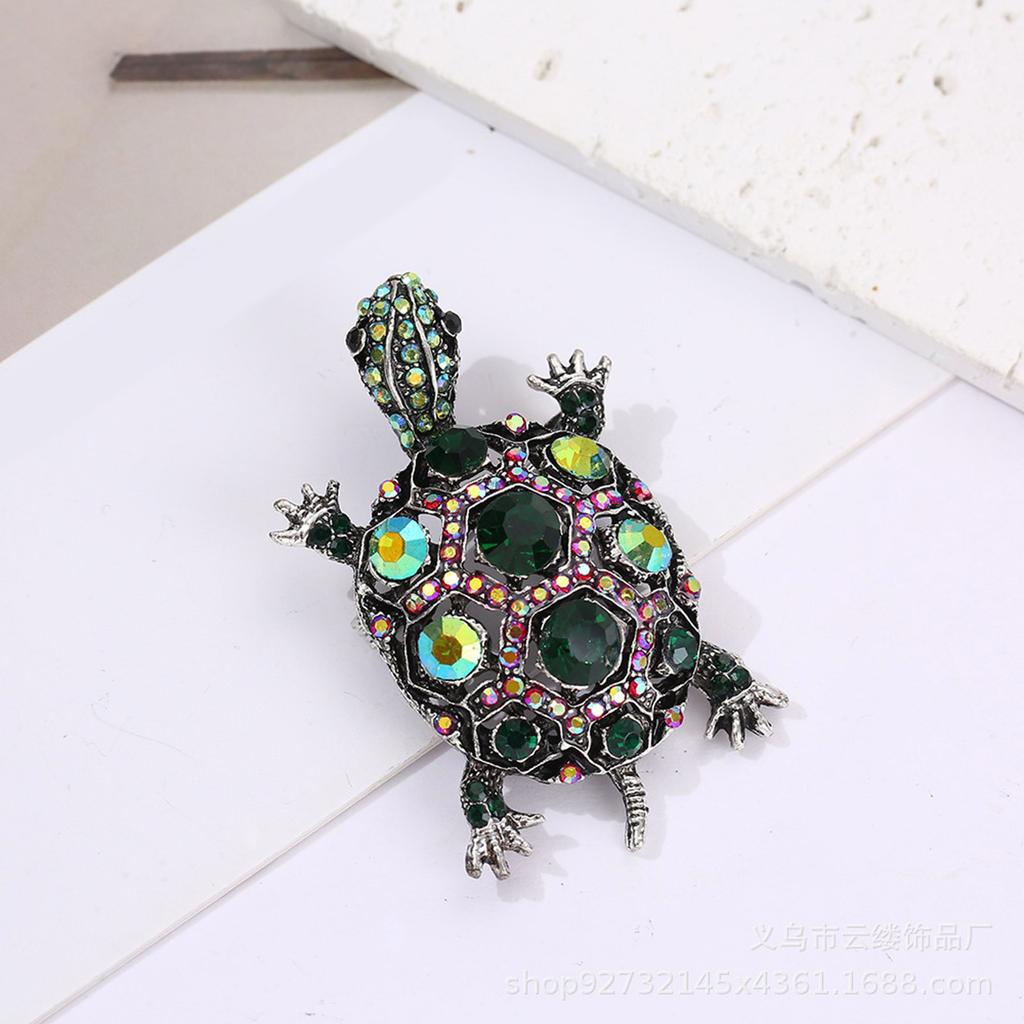 Sparkling Rhinestones Turtle Brooches Alloy Pins Elegant Brooch Alloy Texture Statement Brooch for Special Occasions