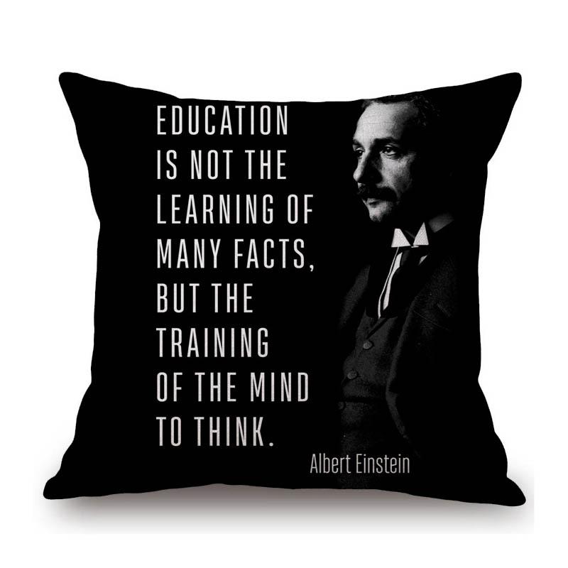 Black Sofa Throw Pillow Case Text Motivative Encouraging Quotes Einstain Steve Jobs Lincoln Words Letter Print Cushion Cover