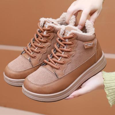 Флисовая обувь, Теплые зимние ботинки, Повседневные и удобные, На толстой подошве, Высокие, Противоскользящие