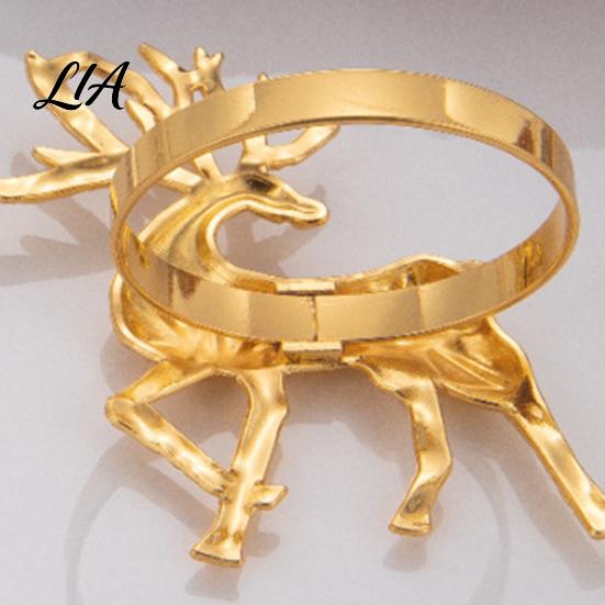 Thanksgiving Dinner Decorations Christmas Deer Napkin Ring, Faceted Metal Elk Holder, Reusable Unique Animal Shape Rings Ring for Xmas Holiday Wedding