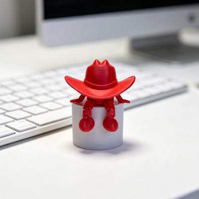 Настольные украшения Yousheng Форма ковбойской шляпы 3D-печатная фигурка Безликая Забавная Регулируемая Сидячая поза Настольный