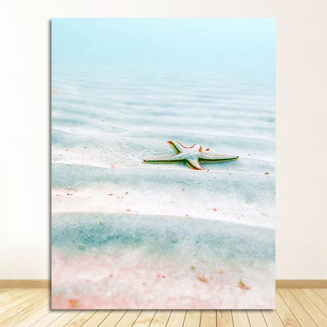 Гамак плакаты на скандинавскую тему и принты, настенная живопись на холсте, настенные картины для декора гостиной, розовое море, пляж, ракушка, ананас