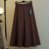Autumn Winter Women's Skirt Knitting Solid Color High Waist A-line Elastic Waist Mid-length Skirt