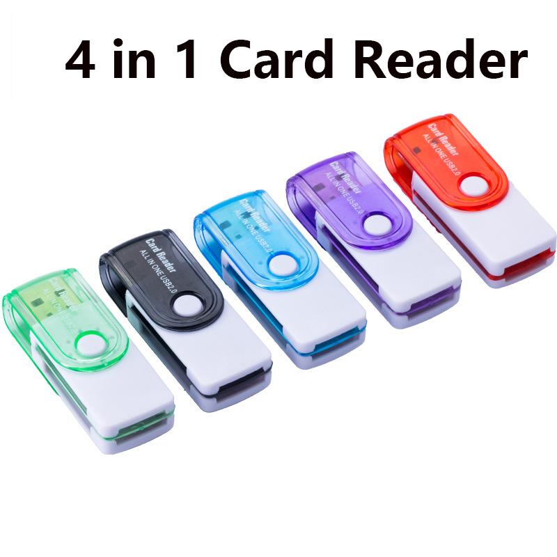 Универсальный USB-кардридер 4-в-1, USB 2.0, адаптер для карт SD, Micro SD, TF, MS, M2 для компьютера, мобильного телефона Android