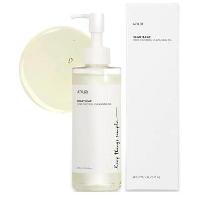 Очищающее масло Heartleaf Pore Control 200 мл, имеет гипоаллергенную текстуру, уменьшает черные точки всего за одно применение, эффективно успокаивает кожу