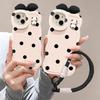 Polka Dot Panda Lanyard Is Suitable for Apple 16promax Phone Cases, 15 Bow Tie Figurines, 14 Double Stands, and 13 Silicone