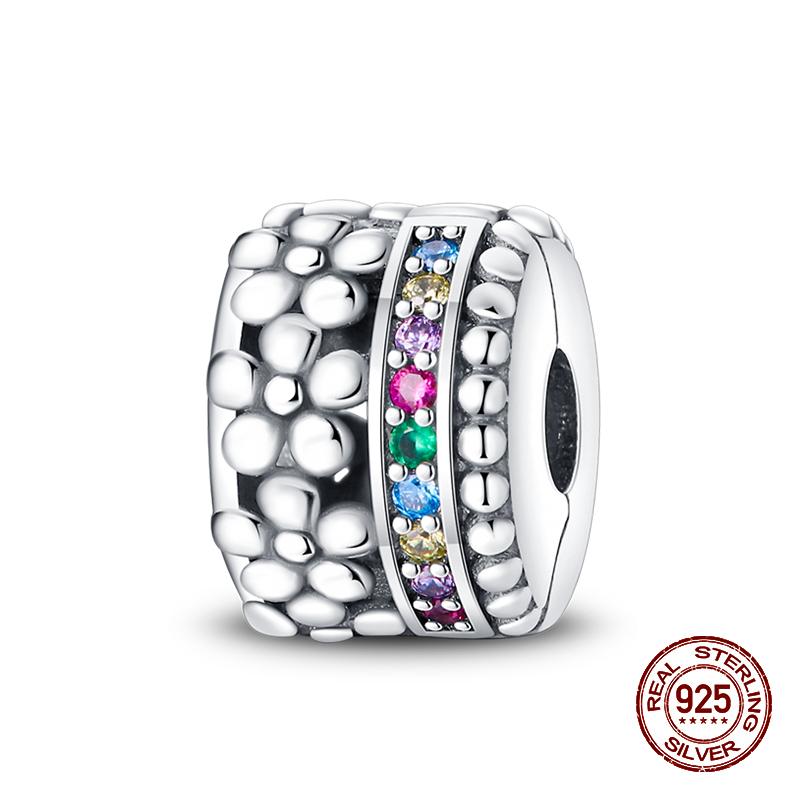 Fashion 100% 925 Sterling Silver Colorful Zircon Stars Moon Separator Charms Bead Fit Original Bracelet Fine DIY Jewelry