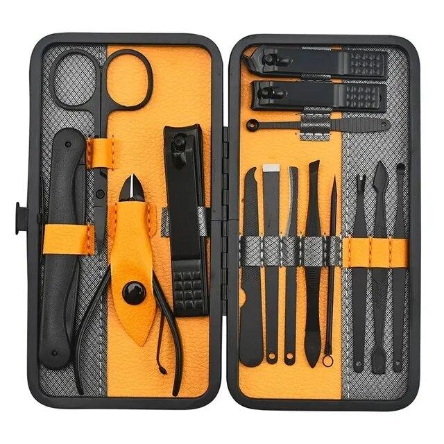 10/15/25 шт. Полный функциональный комплект Профессиональные педикюрные наборы из нержавеющей стали Машинки для стрижки ногтей с портативным чехлом Идея Подарочный маникюрный набор