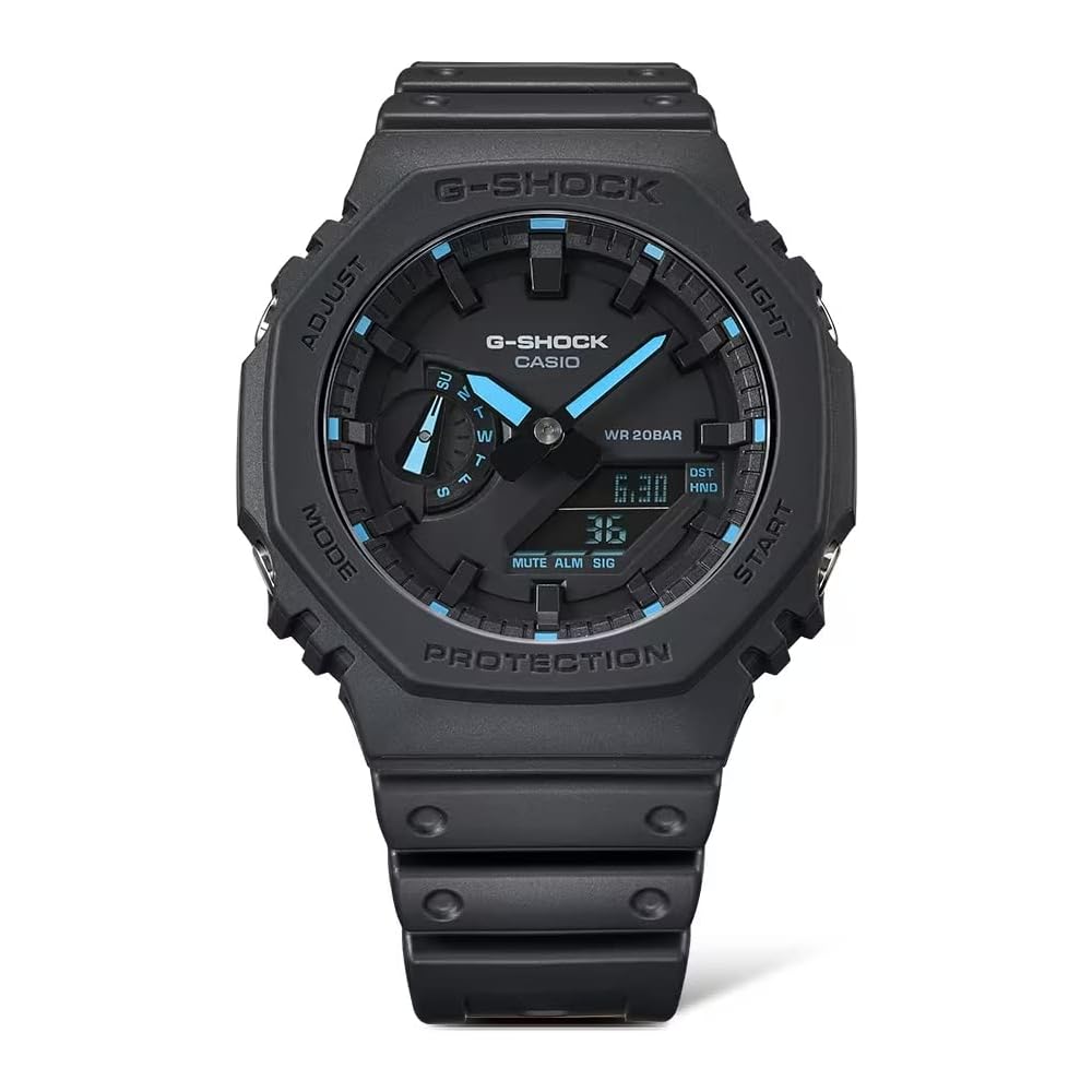 G-Shock GA2100-1A2 Neon Accent Watch Blue, Water Resistant, Analog-Digital Display