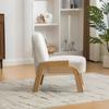 Scandinavian Fabric Lounge Chair – Soft Chenille Fabric and Sturdy Wood Frame, Ideal for Living Room & Bedroom-Ivory