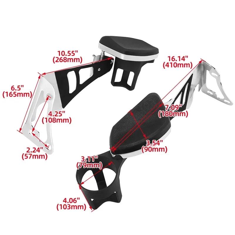 Motorcycle Adjustable Rear Passenger Armrests W/Cup Holder Accessories For Harley Touring Tri Glide Electra Glide 1997-2013