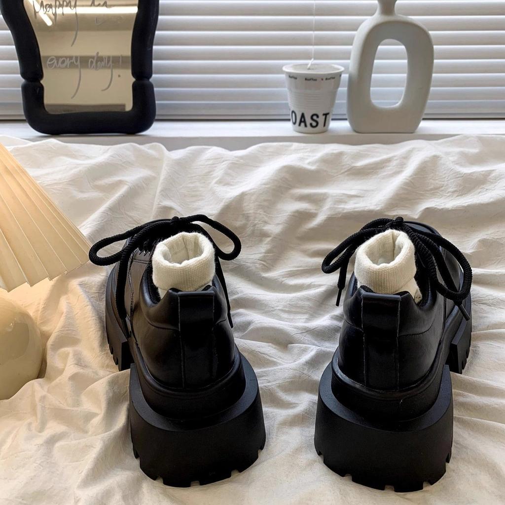 Женские туфли из кожи на шнуровке и платформе с большой головкой в британском стиле 2024 года, новые универсальные туфли в стиле ретро в стиле колледжа jk