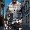 Hip Hop New Geometric 3d Printed Men's Long Sleeve T-Shirt Fashion Street Trend Creative Top Casual O Collar Casual Clothing