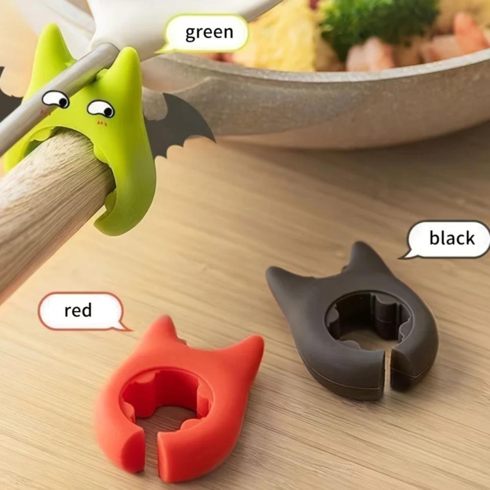 Portable Pot Clips Cartoon Silicone Pot Spoon Rack Side Kitchen Support Clip Holder Anti-scalding Support Rack Kitchen Tools
