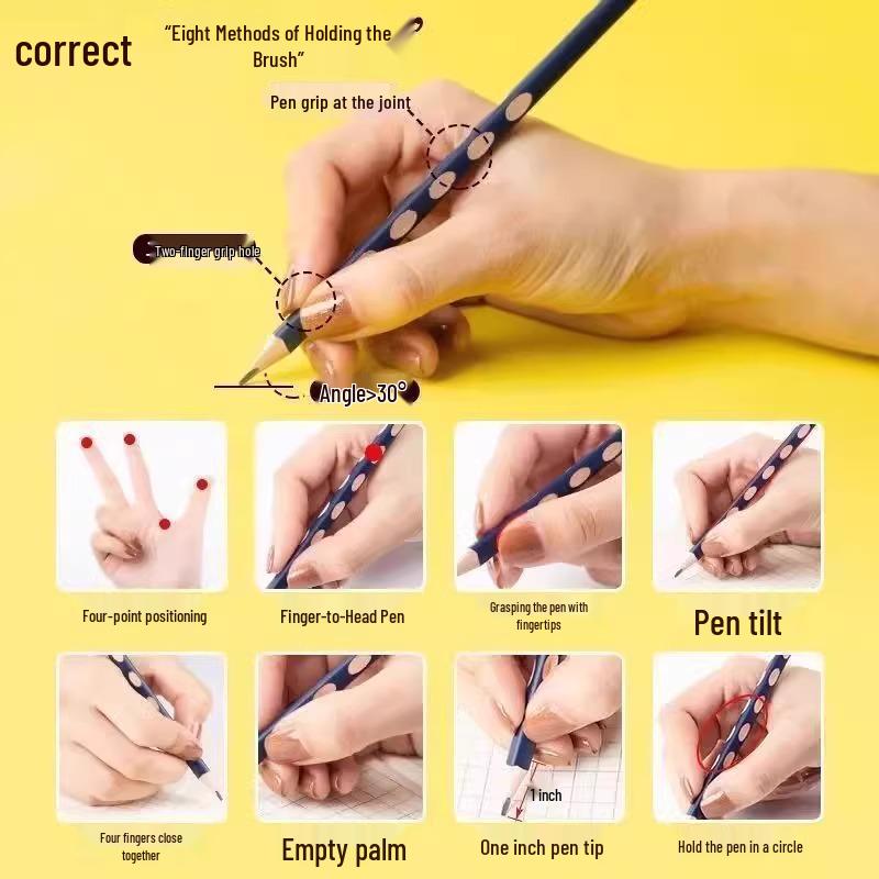 Треугольные карандаши для рисования без свинца для детей начальной школы и детского сада - Безопасный и удобный захват с отверстием