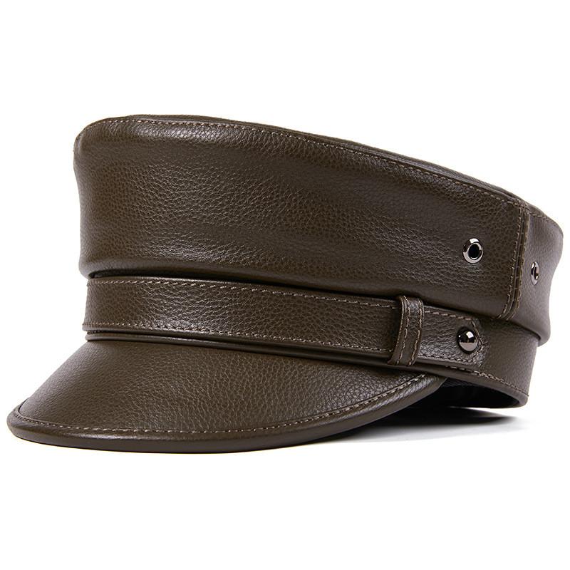 EFei зимняя мужская шляпа из натуральной кожи, мужская кепка в стиле ретро с плоским верхом, локомотив, военные кепки
