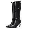 Woman's Knee-high Boots 2025 Sexy Pointed Toe Shoes for Women Slim Was Thin Black Long Boot Winter Fashion Party High Heel Shoes