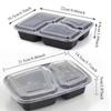 Black Disposable Lunch Boxes with Lids Household Kitchen Refrigerators Restaurant Picnic Fruits Takeout Food Storage Containers
