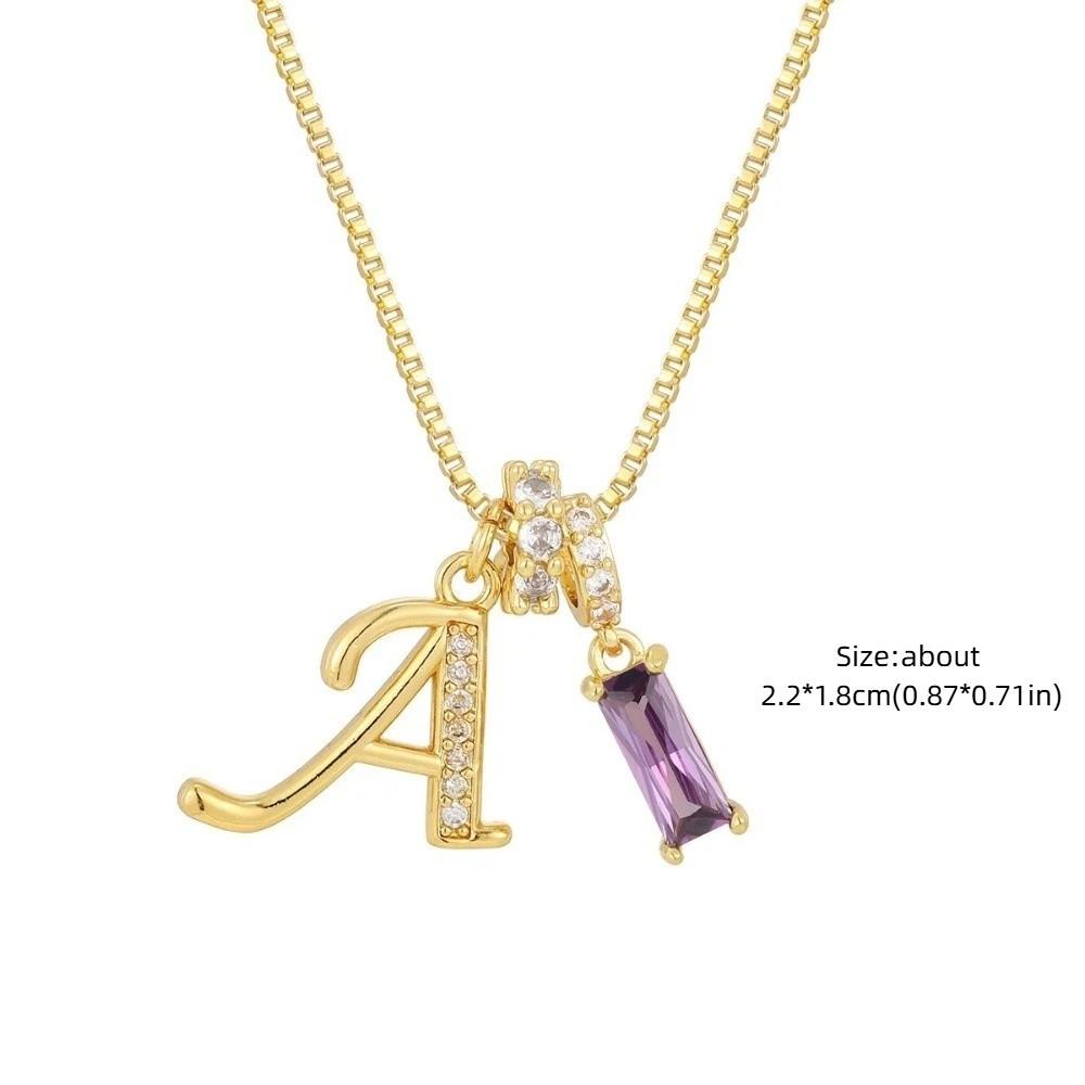 Adjustable Letter Jewelry Hypoallergenic Shiny Zircon Embedded Geometric Pendant Necklace Geometric Design Dopamine Style