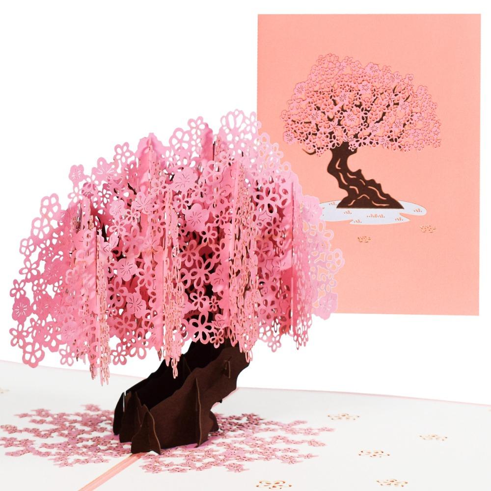 Romantic 3D Heart Tree Greeting Card Elegant Blessing Pop-Up Valentine's Day Cards with Envelope Folding Wedding Blessing Card