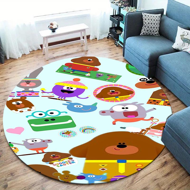 Hey Duggee Round Area Rug,Carpet Rug for Living Room Bedroom Sofa Playroom Decor,Non-slip Floor Mat