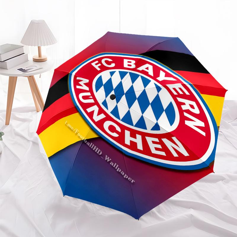 Printed FC Bayern München logo Printed Folding Umbrella,Outdoor,Leisure,And Travel Umbrella,Durable Umbrella Fabric,Birthday And Holiday Gift