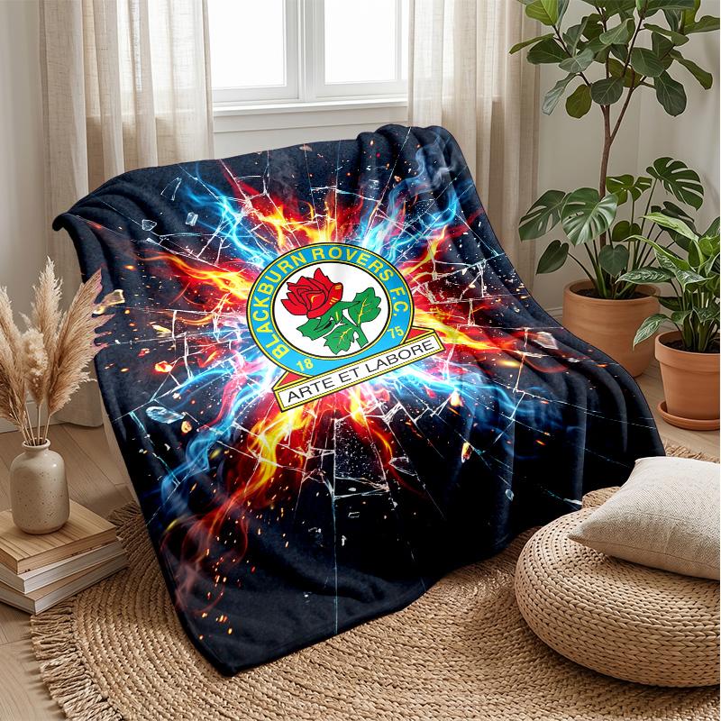 Blackburn Rovers Football Print Flannel Blanket, Soft Warm Lightweight Throw Blanket for Sofa Bed Camping