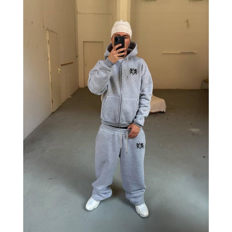 Mens Winter Hooded Tracksuit Set Cotton Blend Printed Sweatshirt Casual Streetwear