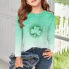 Футболки с длинным рукавом для девочек, детские осенние топы с круглым вырезом и принтом, базовые футболки для детей 5–14 лет