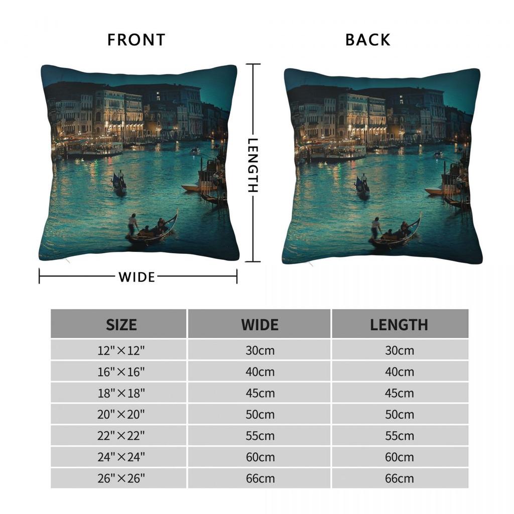 Venice Italy Travel Square Pillowcase Polyester Linen Velvet Creative Zip Decorative Pillow Case Home Cushion Cover