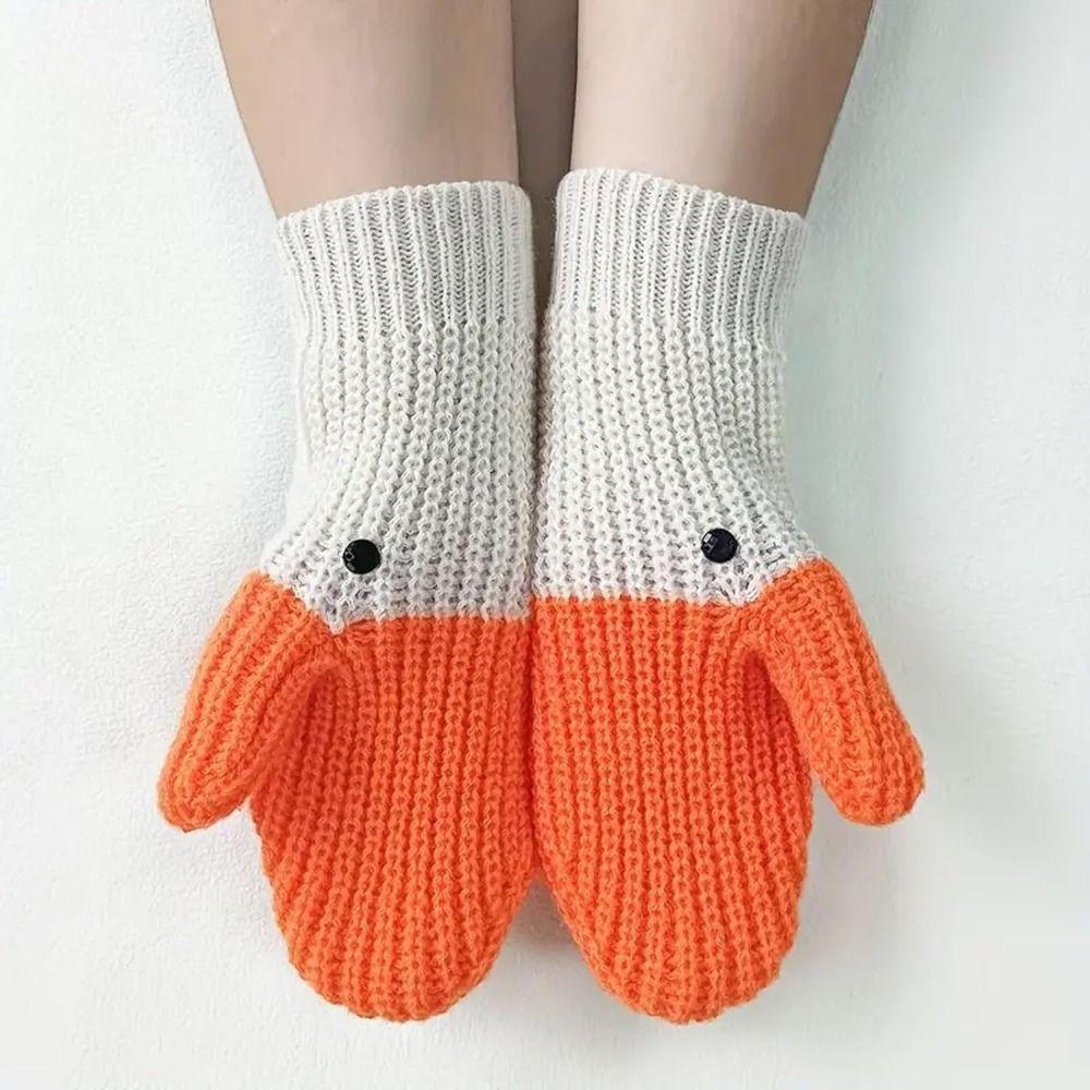 Creative Knitted Goose Gloves Long Swan Gloves Warm   Outdooor