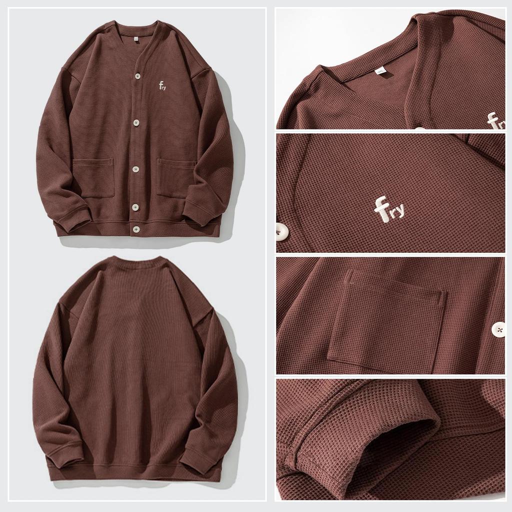 Кардиган мужской Seuyae Knit Plus Street Long English L, Стильный, Размер, V-образный вырез, Повседневный, Стиль, Рукава, Вышивка, Прогулки весной/осенью, Работа, Хаки,